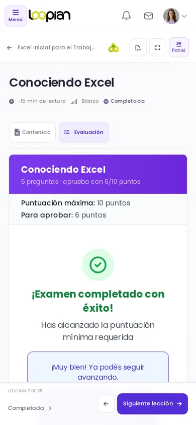 Evaluación aprobada en el celular